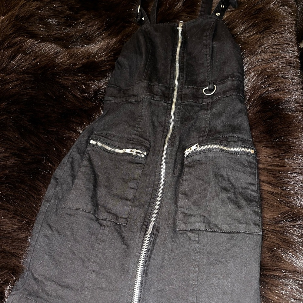 Black Zippered Dress with Pockets